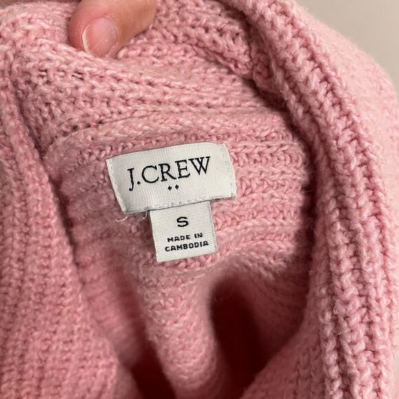 J Crew Factory Pullover Sweater Horizontal Cable Knit Cowl Neck Pink Small - Picture 4 of 6